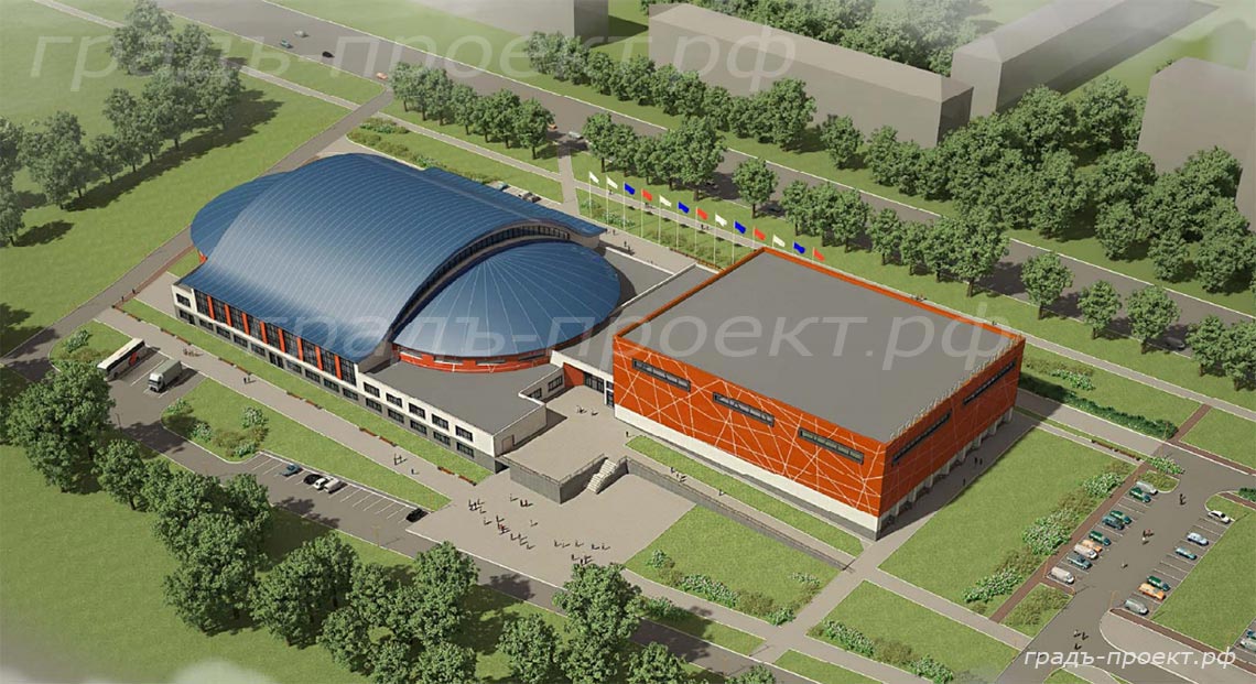 Общий вид многофункционального спортивного комплекса в г. Нефтеюганске